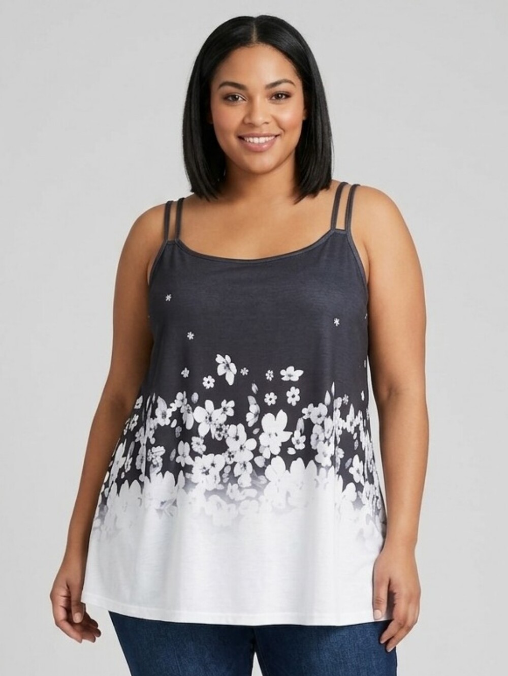 Floral Ombré Cami Tank Top | Boho Floral |Plus Size 5X (Fits like 3X)